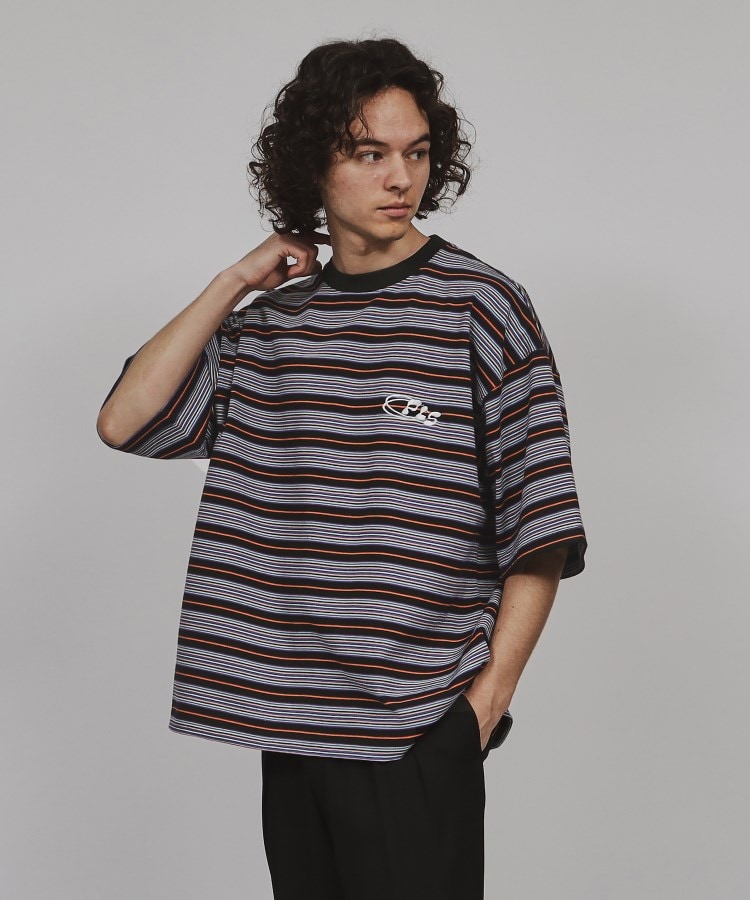ティーケー タケオ キクチ(tk.TAKEO KIKUCHI)のロゴボーダーTシャツ ブラック(319)