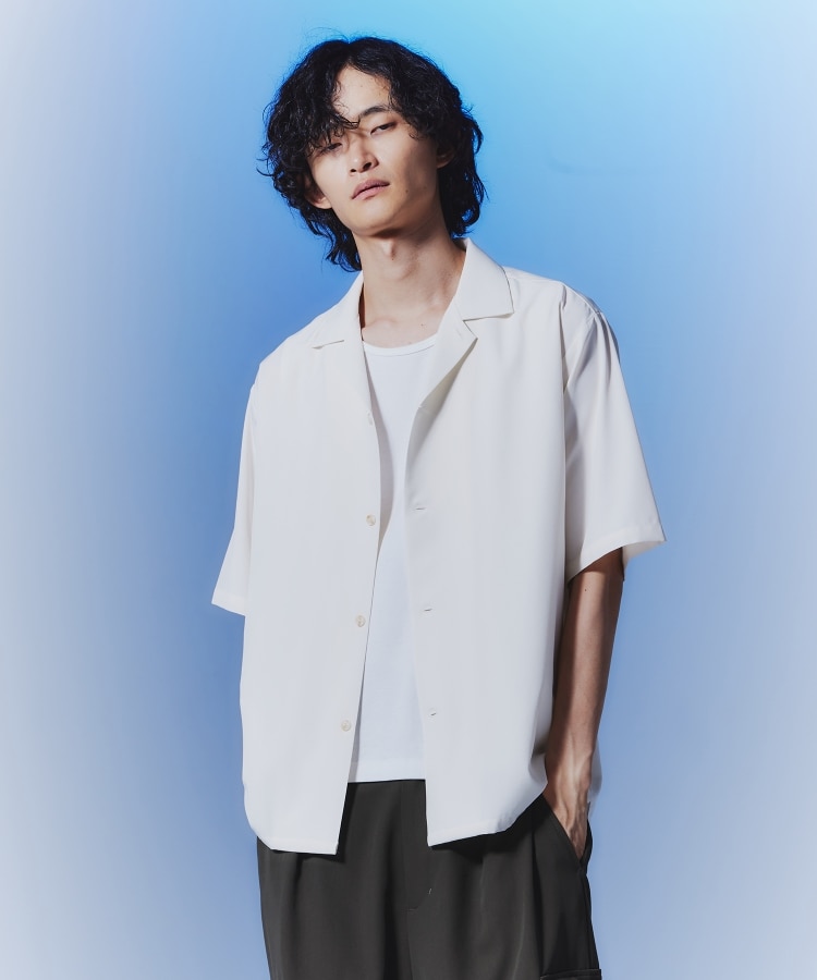 ティーケー タケオ キクチ(tk.TAKEO KIKUCHI)のサラエアリーオープンカラー2WAYシャツ オフホワイト(003)