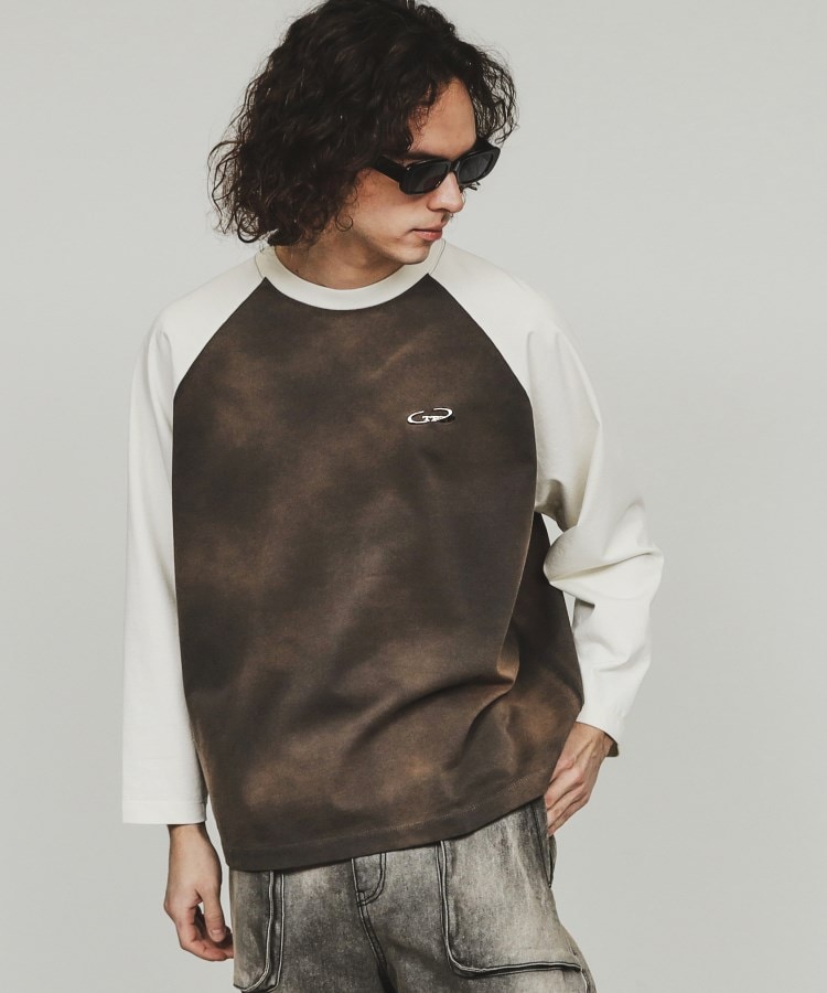 ティーケー タケオ キクチ(tk.TAKEO KIKUCHI)のブリーチラグランスリーブTシャツ ブラウン(543)
