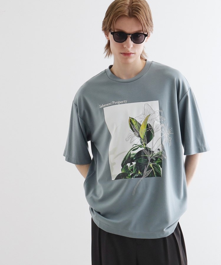 ティーケー タケオ キクチ(tk.TAKEO KIKUCHI)のフラワープリントTシャツ ライトグリーン(020)