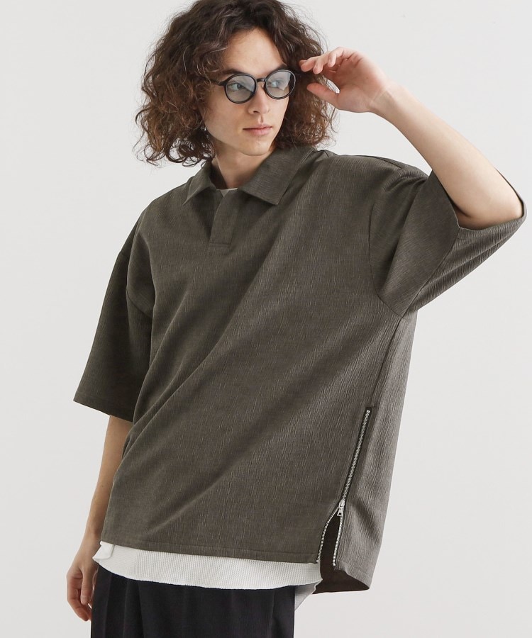 ティーケー タケオ キクチ(tk.TAKEO KIKUCHI)の【セットアップ対応】テッククレープスキッパーシャツ/父の日ギフトにオススメ チャコールグレー(014)