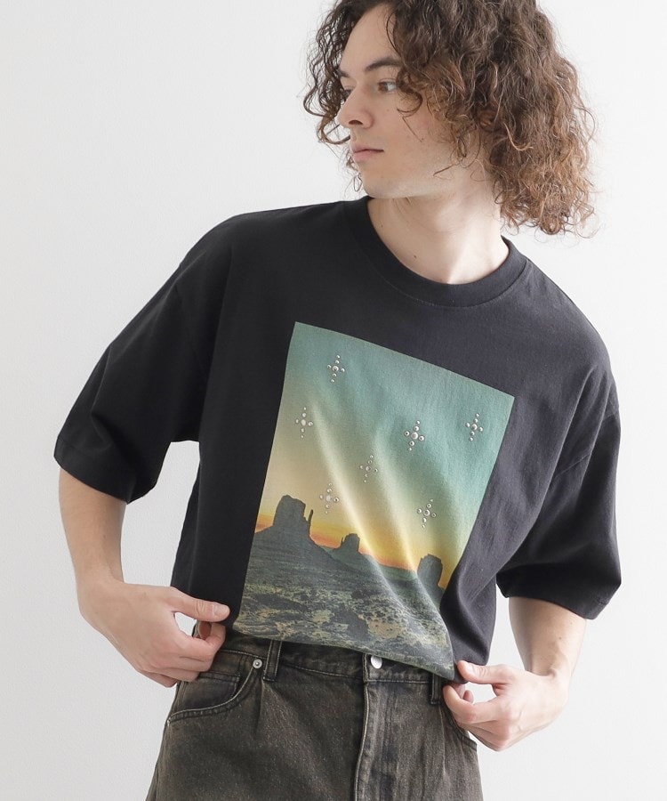 ティーケー タケオ キクチ(tk.TAKEO KIKUCHI)のウェスタンフォトスタッズTシャツ ブラック(019)