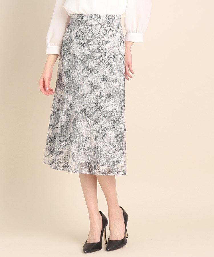 【NARACAMICIE】(1)日本製 総柄 レース 刺繍 フレア スカート