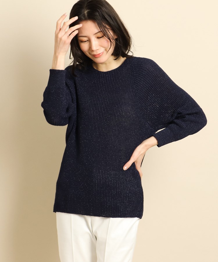 ゆったりシルエット/日本製/洗える】ラメ入りニットプルオーバー