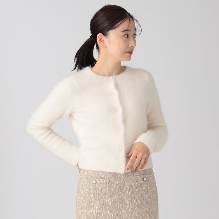 クードシャンス(COUP DE CHANCE)の【リッチな毛足／フォックス混／カシミヤ混】ふわふわの拘り素材！上品で華やかなショート丈カーディガン カーディガン/ボレロ