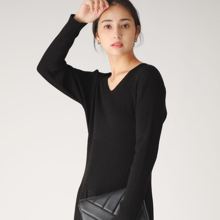クードシャンス(COUP DE CHANCE)の【洗える】美シルエット！女性らしく華やぐニットワンピース マキシ・ロングワンピース
