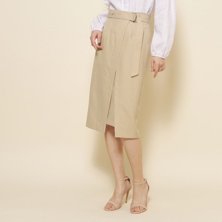 クードシャンス(COUP DE CHANCE)の【洗える】女性らしい美しさを演出する ラップデザインのタイトスカート 膝丈スカート
