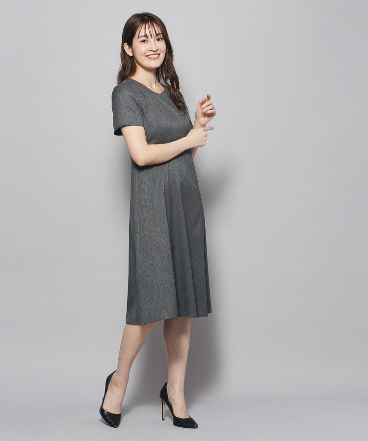 洗える/日本製/フレア】女性らしいシルエットが美しい、麻調 洗える/日本製/フレア】女性らしいシルエットが美しい、麻調