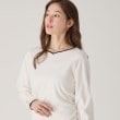 クードシャンス(COUP DE CHANCE)の【洗える】配色ニットプルオーバー オフホワイト(503)