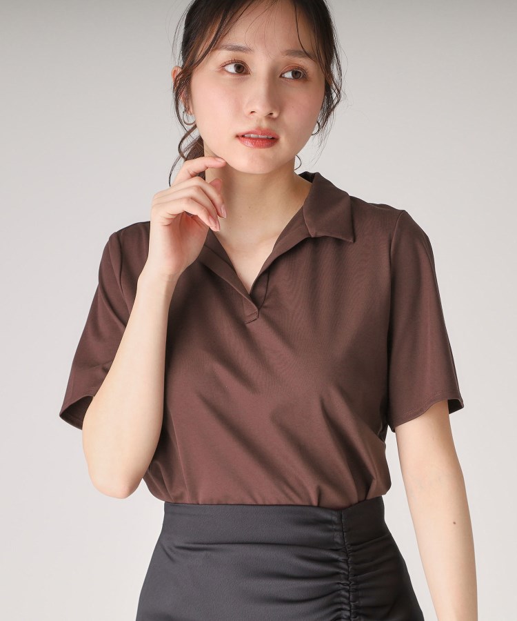 クードシャンス(COUP DE CHANCE)の【洗える／日本製】きれいめに着られる衿付きスキッパーカットソー ボルドー(064)