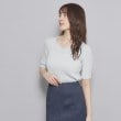 クードシャンス(COUP DE CHANCE)の【洗える／日本製／ハートネック】5分袖ラメ入りニットトップス シルバー(006)