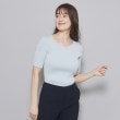 クードシャンス(COUP DE CHANCE)の【洗える／日本製／ハートネック】5分袖ラメ入りニットトップス サックスブルー(090)