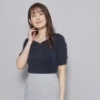クードシャンス(COUP DE CHANCE)の【洗える／日本製／ハートネック】5分袖ラメ入りニットトップス ネイビー(094)