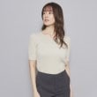 クードシャンス(COUP DE CHANCE)の【洗える／日本製／ハートネック】5分袖ラメ入りニットトップス ゴールド(607)