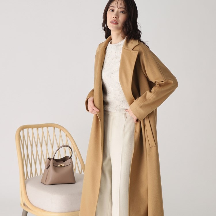 カシミヤ100%/日本製】大人のリラックス感あるガウンコート カシミヤ100%/日本製】大人のリラックス感あるガウンコート