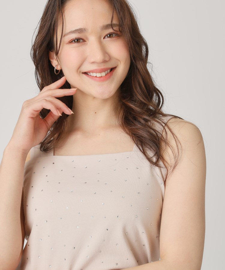 洗える/日本製】キラキラ煌めくホットフィット付キャミソール 洗える/日本製】キラキラ煌めくホットフィット付キャミソール