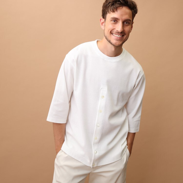 フォーティーカラッツアンドゴーニーゴ(40CARATS&525)の裾明きデザイン 7分袖Tシャツ