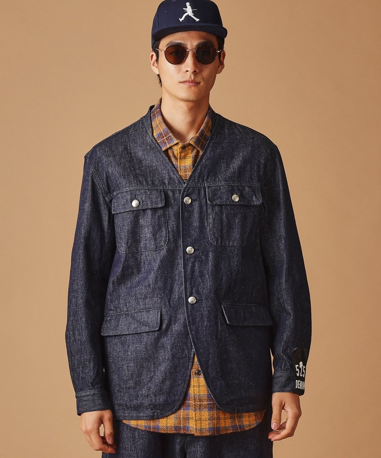525DENIMノーカラー カバーオール(ブルゾン/ジャンバー 525DENIMノーカラー カバーオール(ブルゾン/ジャンバー