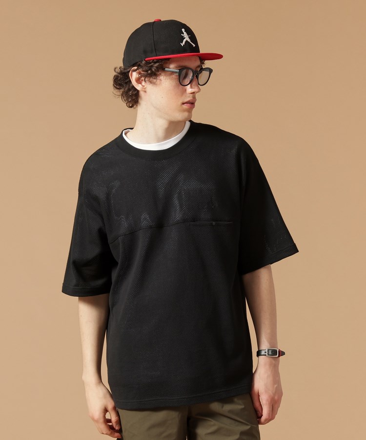フォーティーカラッツアンドゴーニーゴ(40CARATS&525)の【Made in JAPAN】コットンメッシュ オーバーサイズ Tシャツ ブラック(019)