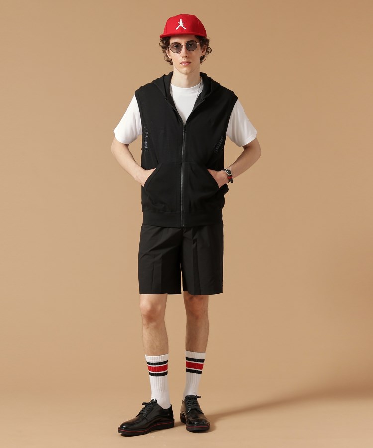 Made in JAPAN】コットンメッシュノースリーブZIPパーカー Made in JAPAN】コットンメッシュノースリーブZIPパーカー