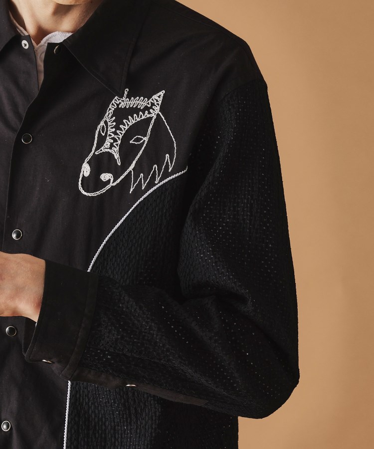 フォーティーカラッツアンドゴーニーゴ(40CARATS&525)の【Sサイズ～】ホース刺繍切替シャツ10