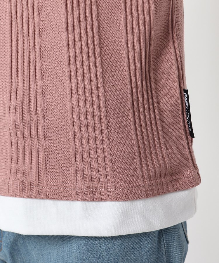 ベースコントロール(BASE CONTROL)の針抜き編み×天竺 フェイクレイヤードデザイン 半袖Tシャツ6