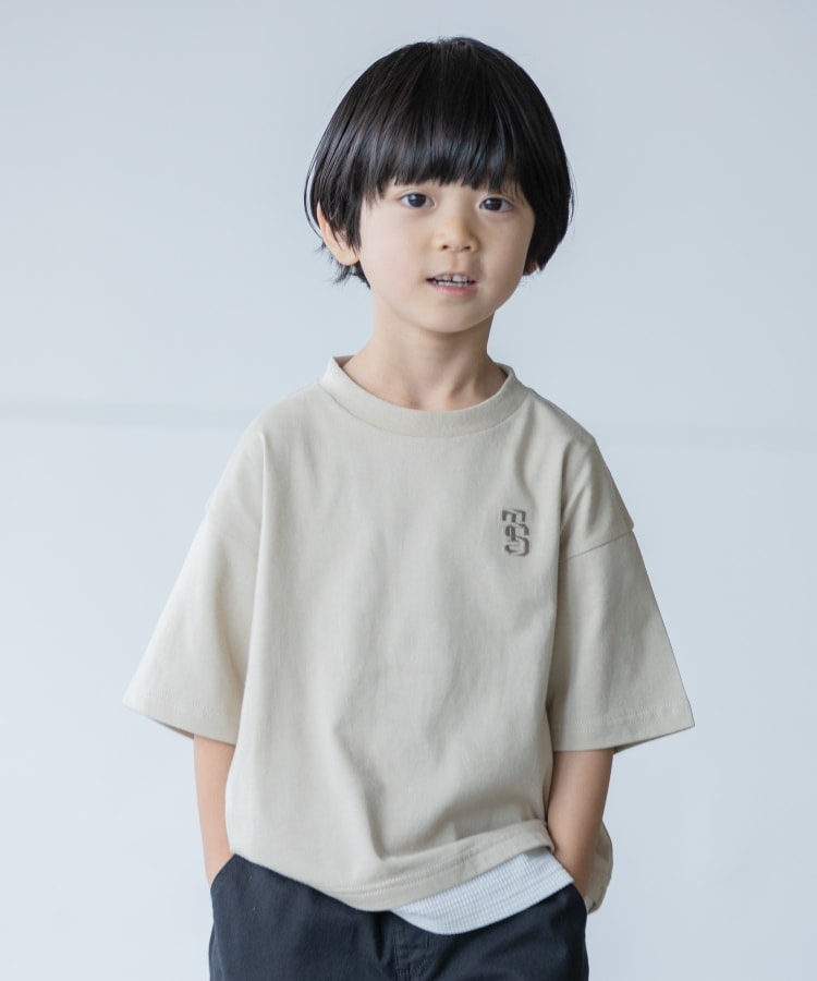 ザ ショップ ティーケー（キッズ）(THE SHOP TK(Kids))の◆【100-140/USAコットン】レイヤード風Tシャツ ベージュ(052)