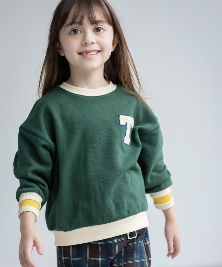 ザ ショップ ティーケー（キッズ）(THE SHOP TK(Kids))の◆【110-150/洗濯機で洗える】ワッペンスウェットトップス グリーン(022)