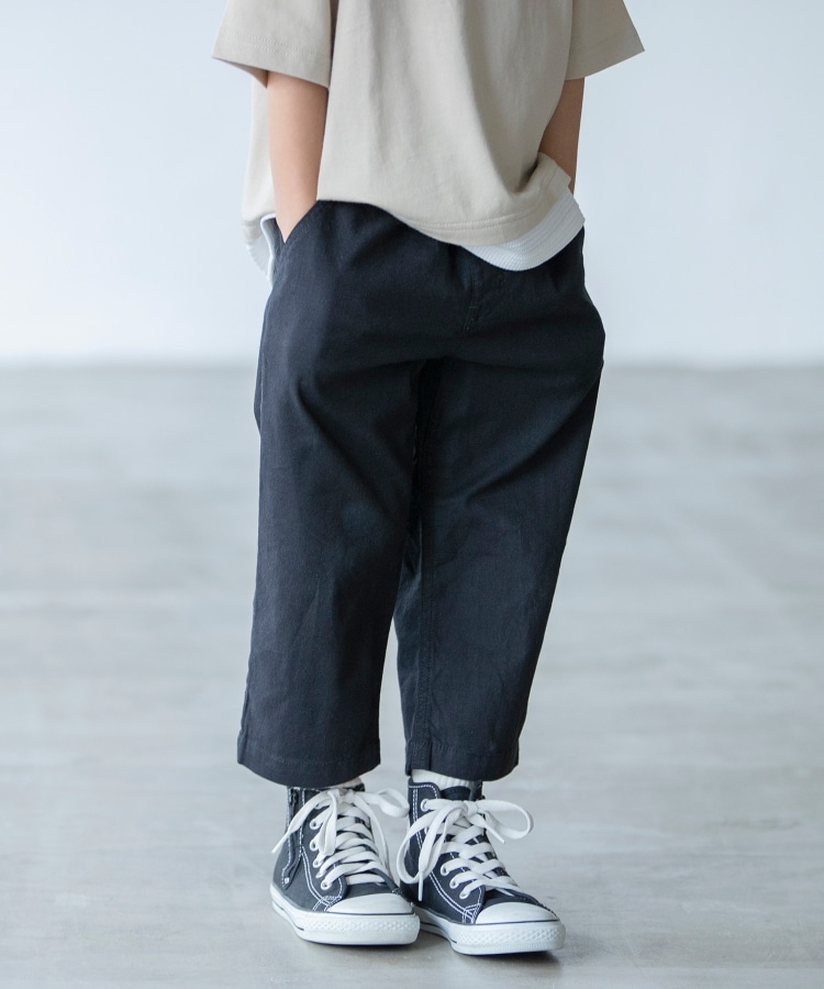 ザ ショップ ティーケー（キッズ）(THE SHOP TK(Kids))の◆【100-140/ストレッチ素材】クロップド丈パンツ ブラック(019)