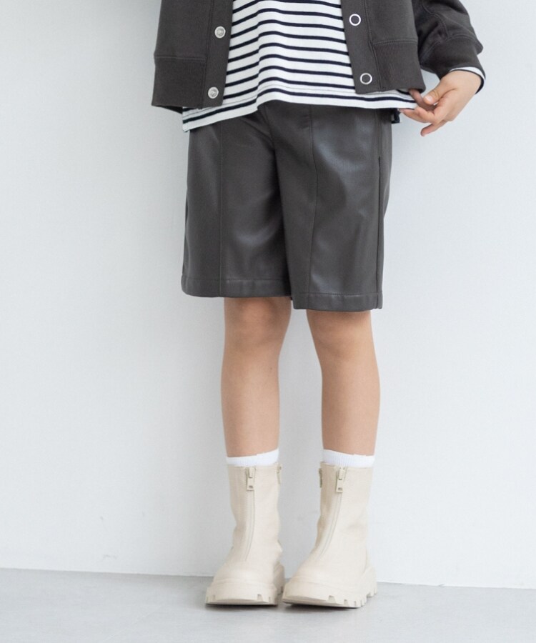  THE SHOP TK(Kids)(ザ ショップ ティーケー（キッズ）) 【110・130・150/ママとおそろい/セットアップ対応】フェイクレザーパンツ