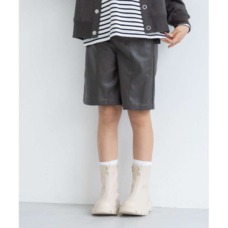 ザ ショップ ティーケー（キッズ）(THE SHOP TK(Kids))の◆【110・130・150/ママとおそろい/セットアップ対応】フェイクレザーパンツ 6～9分丈パンツ