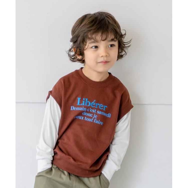 ザ ショップ ティーケー（キッズ）(THE SHOP TK(Kids))の◆【110-140】ベストレイヤード風プルオーバー スウェット・トレーナー