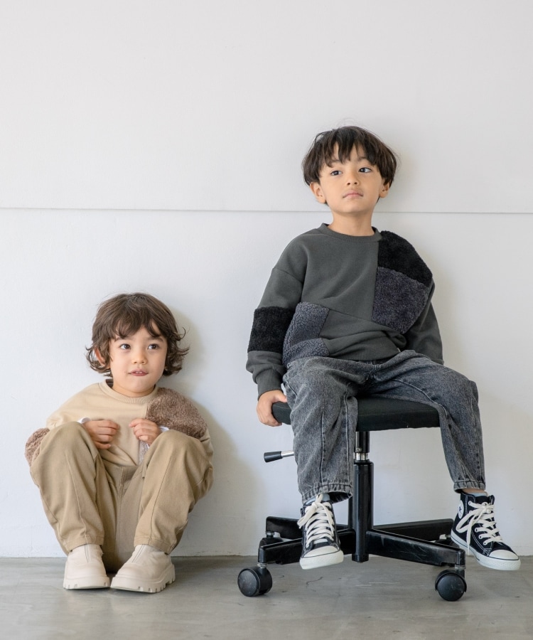 100-140】ボア切替スウェットトップス(スウェット・トレーナー) THE SHOP TK(Kids)(ザショップティーケー)| ワールド オンラインストア WORLD ONLINE STORE スウェット トップス グレー