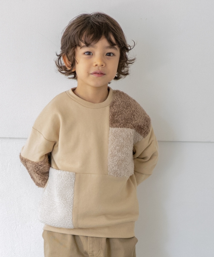  THE SHOP TK(Kids)(ザ ショップ ティーケー（キッズ）) 【100-140】ボア切替スウェットトップス