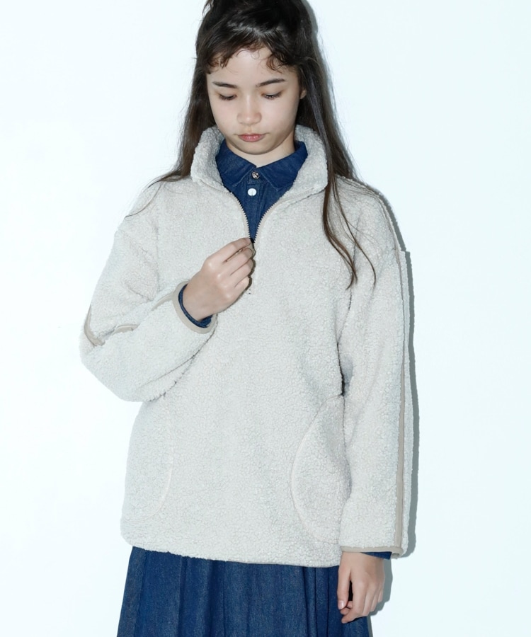 ザ ショップ ティーケー（キッズ）(THE SHOP TK(Kids))の◆【140-160】ハーフジップボアブルゾン/福田麻琴さんコラボ ナチュラル(050)