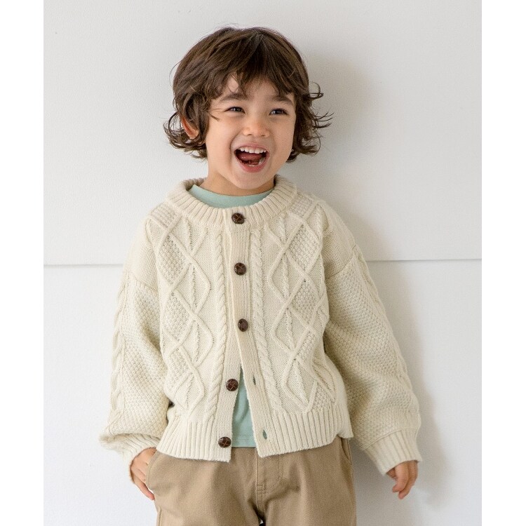 ザ ショップ ティーケー（キッズ）(THE SHOP TK(Kids))の◆【110-150/洗濯機で洗える！】ケーブルニットカーディガン カーディガン/ボレロ