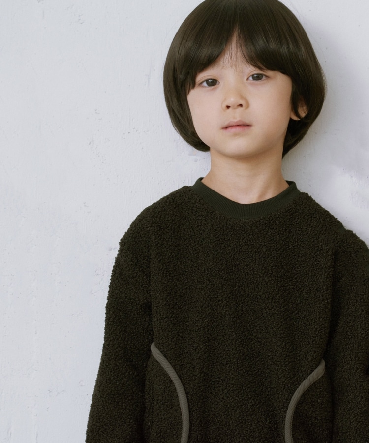 ザ ショップ ティーケー（キッズ）(THE SHOP TK(Kids))の◆【110-140/洗濯機で洗える！】モコモコカールボアトップス ブラック(019)