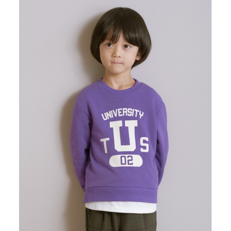 ザ ショップ ティーケー（キッズ）(THE SHOP TK(Kids))の◆【110-140】裏起毛ロゴプリント裾レイヤードトップス スウェット・トレーナー