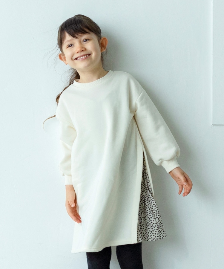 ザ ショップ ティーケー（キッズ）(THE SHOP TK(Kids))の◆【110-150】裏起毛アシンメトリーワンピース アイボリー(004)