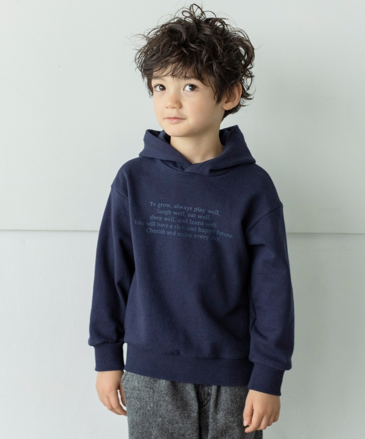 ザ ショップ ティーケー（キッズ）(THE SHOP TK(Kids))の◆【110-150】さりげないプリントスウェットプルパーカ ネイビー(093)