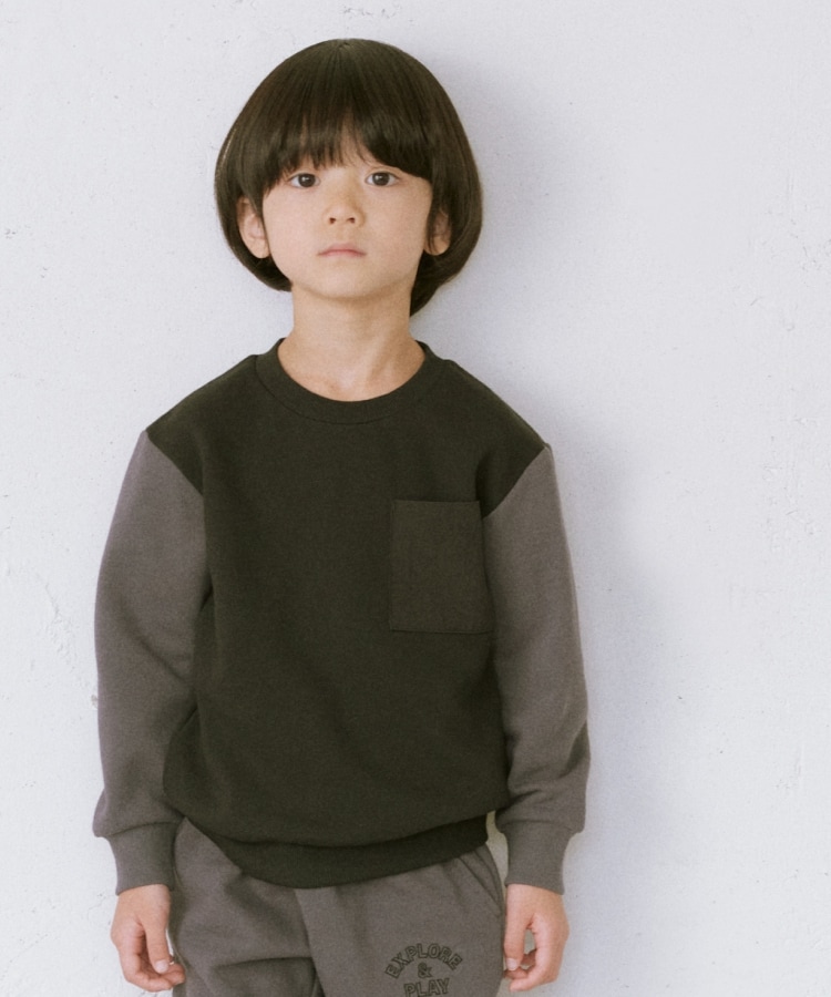 ザ ショップ ティーケー（キッズ）(THE SHOP TK(Kids))の◆【110-140】裏起毛ポケット付き配色トレーナー1