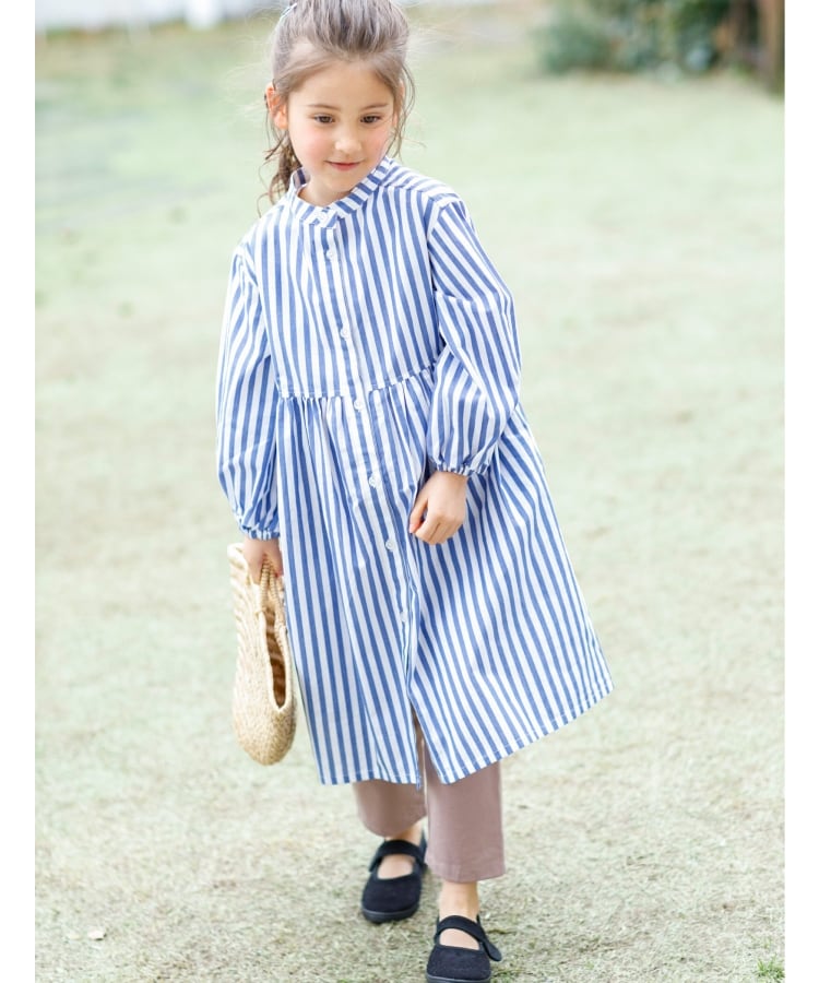 ザ ショップ ティーケー（キッズ）(THE SHOP TK(Kids))の◆【100-140】【ゆったりシルエット】ストライプシャツワンピース2