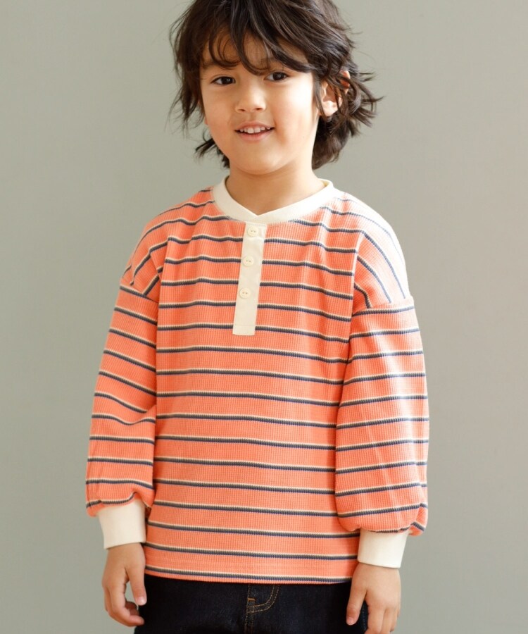 ザ ショップ ティーケー（キッズ）(THE SHOP TK(Kids))の◆【100-140】【伸縮性〇/やわらかい】マルチボーダーワッフルプルオーバー2