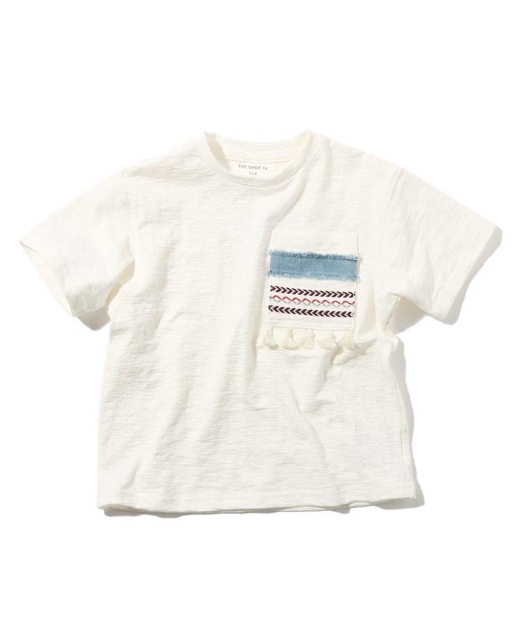 ザ ショップ ティーケー（キッズ）(THE SHOP TK(Kids))の◆【110-140】タッセルポケットTシャツ オフホワイト(003)