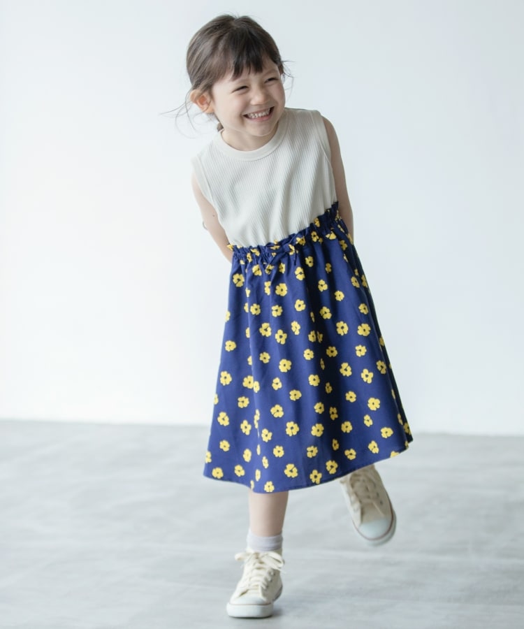 ザ ショップ ティーケー（キッズ）(THE SHOP TK(Kids))の◆【110-150/洗濯機で洗える！】ドッキングフラワーワンピース ネイビー(193)