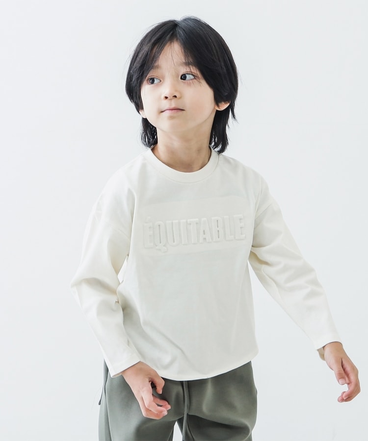 ザ ショップ ティーケー（キッズ）(THE SHOP TK(Kids))の【100-140】ぷっくりロゴラウンドTシャツ アイボリー(004)