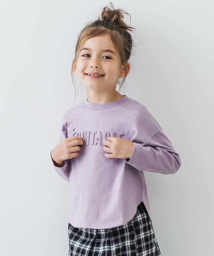 ザ ショップ ティーケー（キッズ）(THE SHOP TK(Kids))の【100-140】ぷっくりロゴラウンドTシャツ パープル(080)