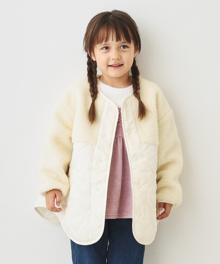 ザ ショップ ティーケー（キッズ）(THE SHOP TK(Kids))の【110-140】ボア×キルトドッキングブルゾン アイボリー(004)