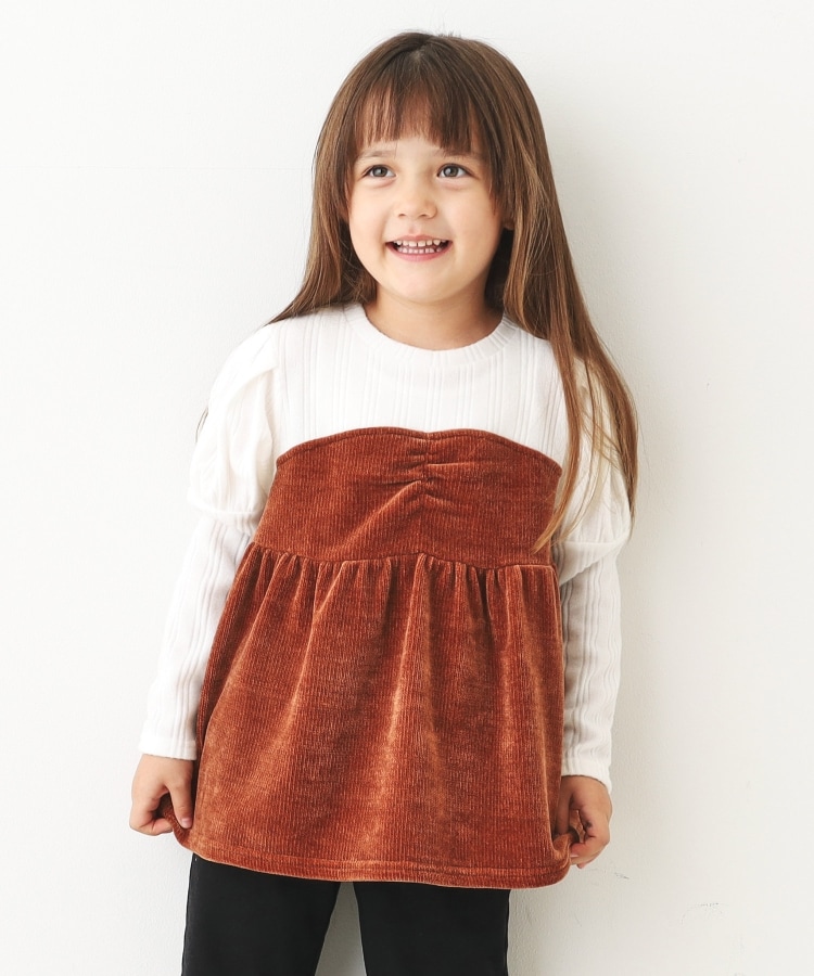 ザ ショップ ティーケー（キッズ）(THE SHOP TK(Kids))の【100-150】カットモールドッキングプルオーバー/お家で洗える キャメル(541)