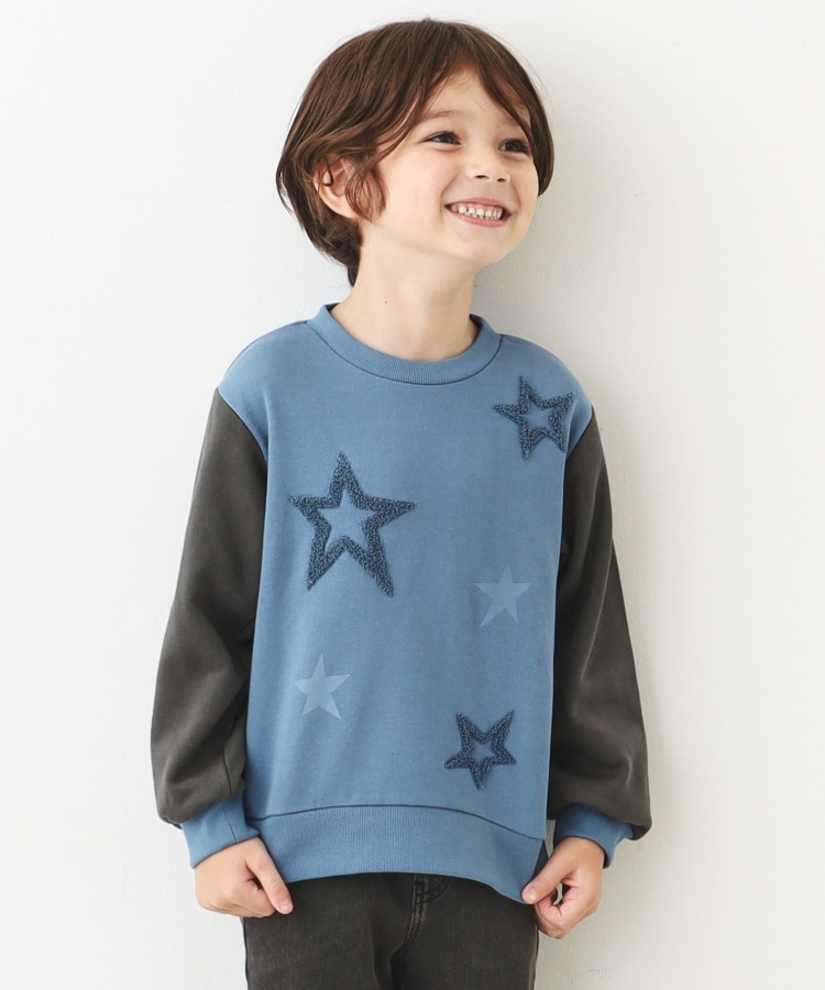 ザ ショップ ティーケー（キッズ）(THE SHOP TK(Kids))の【100-150】星柄さがら刺繍裏毛プルオーバー ライトブルー(591)